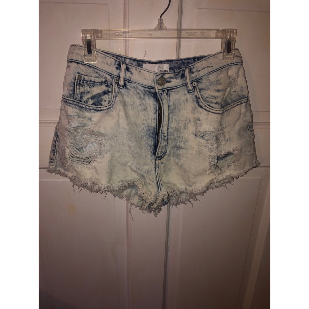 Acid washed garage jean shorts
